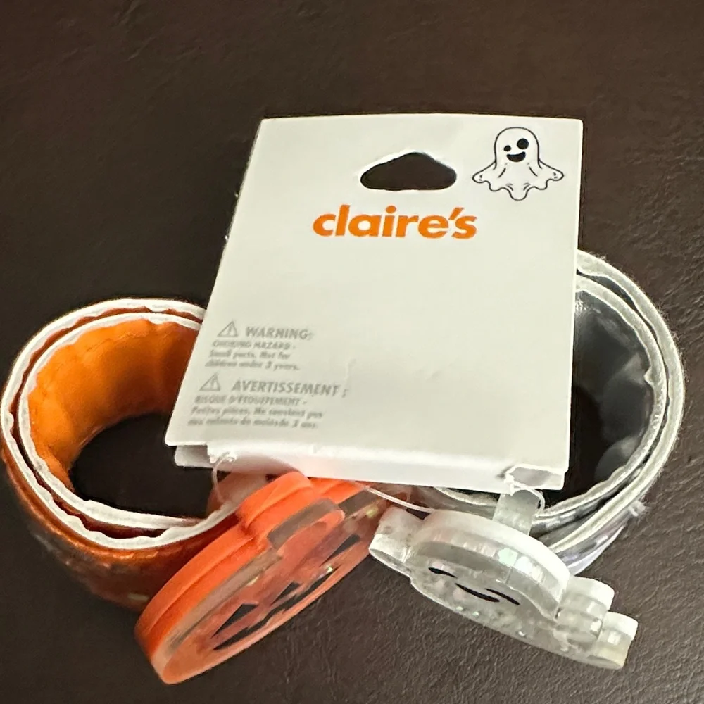 Claire’s Halloween Pumpkin & Ghost Slap Bracelet set